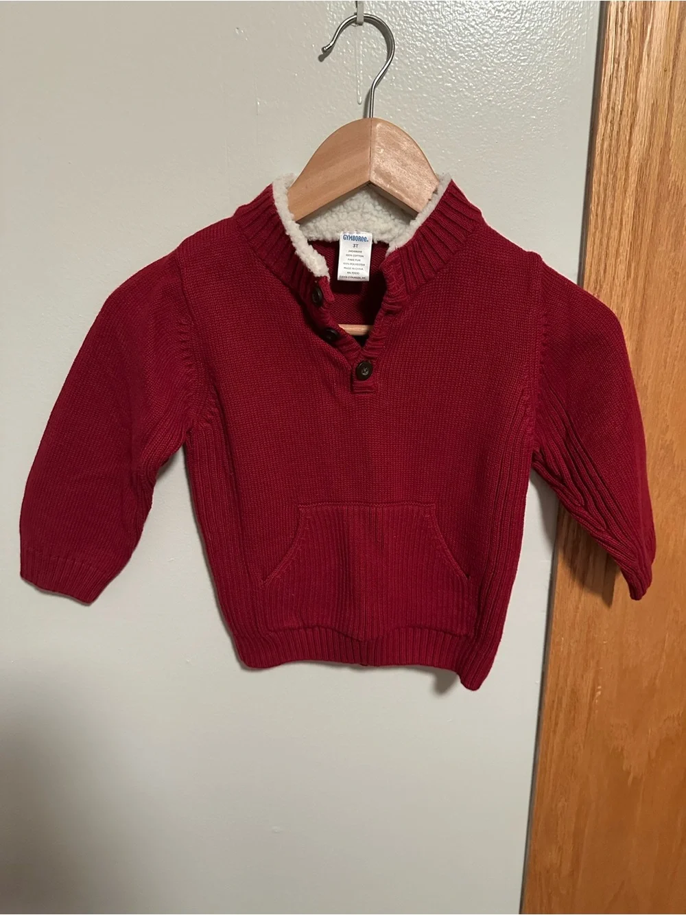 Gymboree Red Knit Pullover Sweater with Sherpa Trim-NWOT Size 3T